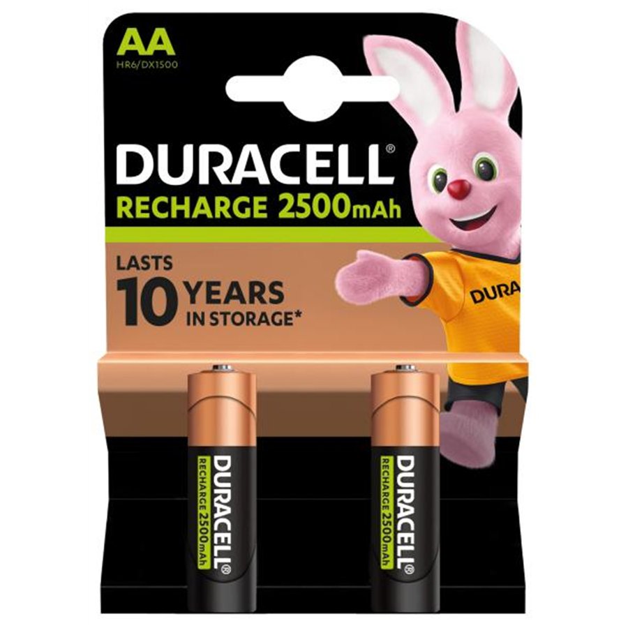 Conf. 2 pile stilo AA ricaricabili precaricate 2500 mAh