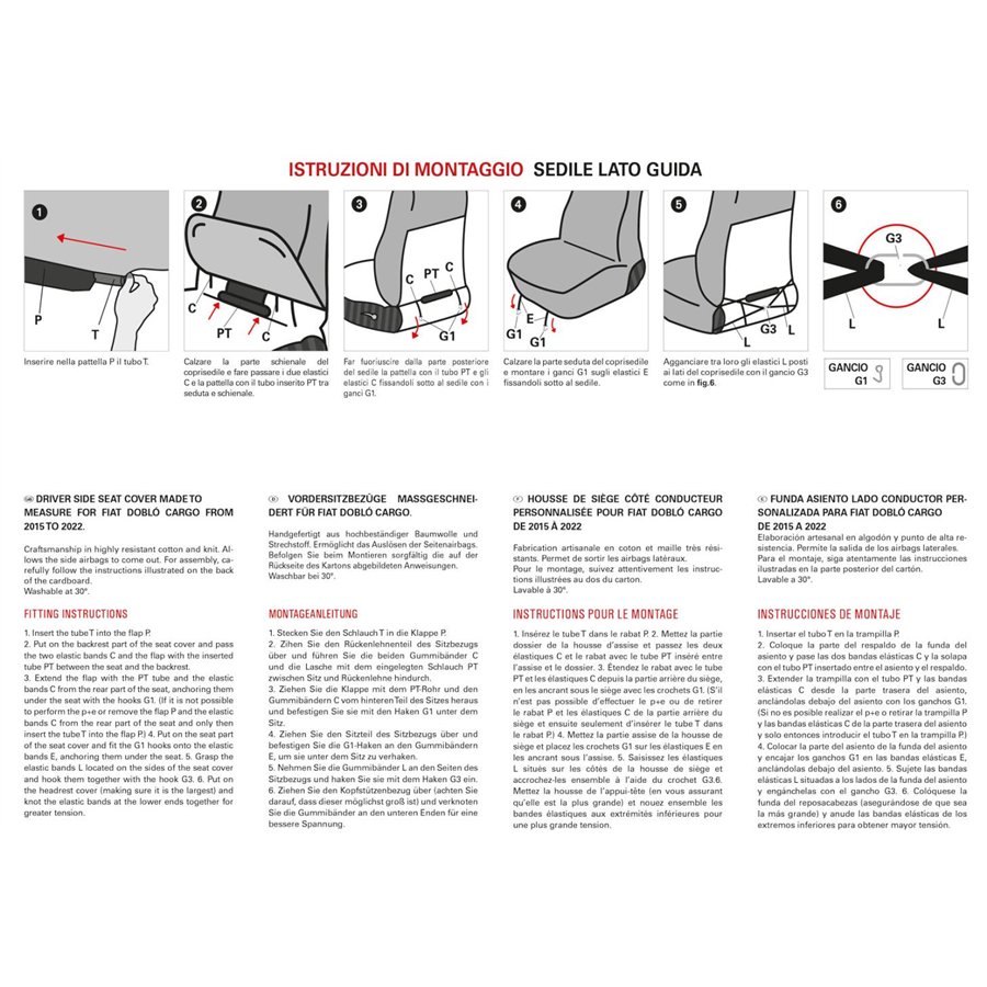 Coprisedile lato guida per furgoni tg. SP26 tess. cotone trapuntato antracite
