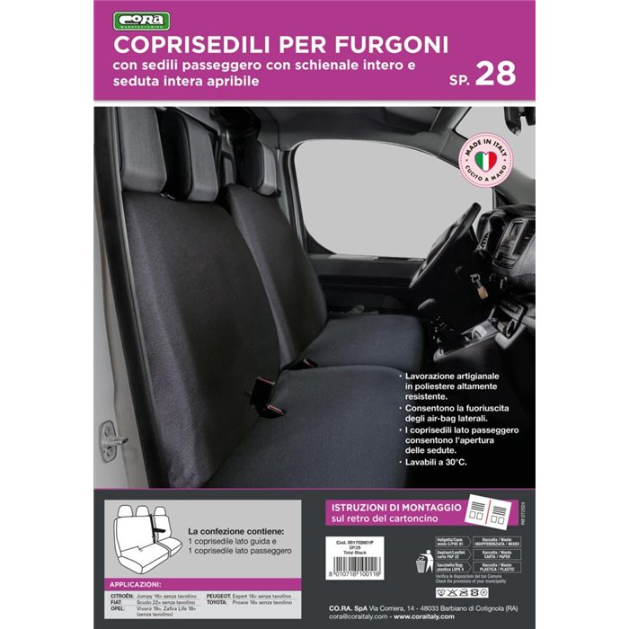 Coprisedili per furgoni tg. SP28 seduta intera tess. poliestere nero