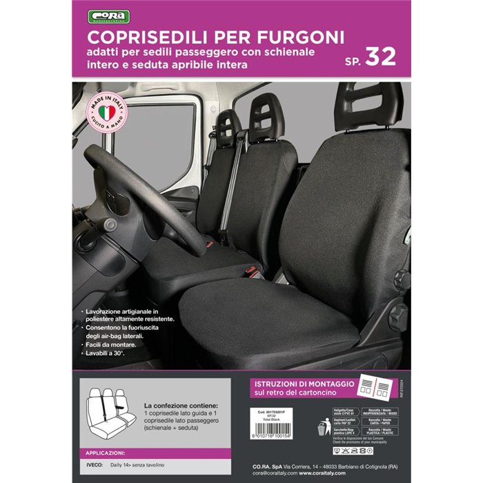 Coprisedili per furgoni tg. SP32 seduta intera tess. poliestere nero