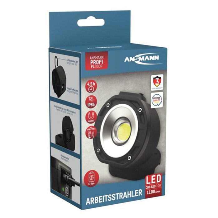 FARETTO 360° LAVORO COB LED RICAR. MAGN. 1100LUM 