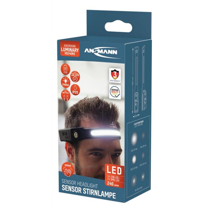 LAMPADA FRONTALE C/SENSORE COB E LED SPOT  240 LUM