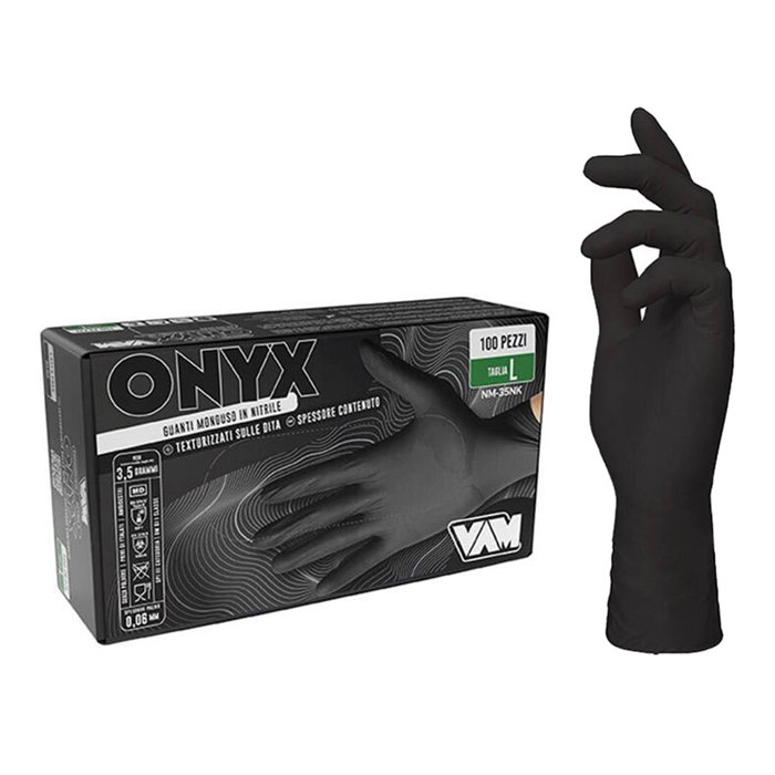 BOX 100 GUANTI VAM ONYX NITRILE NERO L 