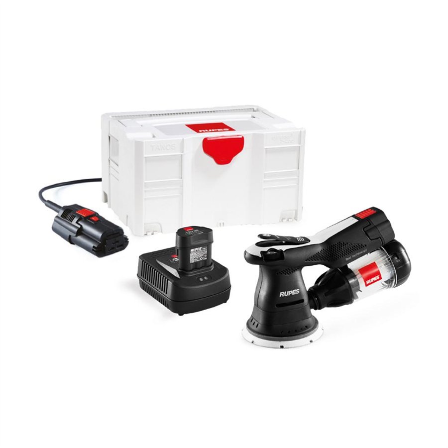 RUPES LEVIGATRICE ROTORBITALE IBRID Ø125MM HSR73+CHARGER+2 BATTERIE+POWER SUPPLIER+GREEN TECH FILTER IN SYSTAINER 