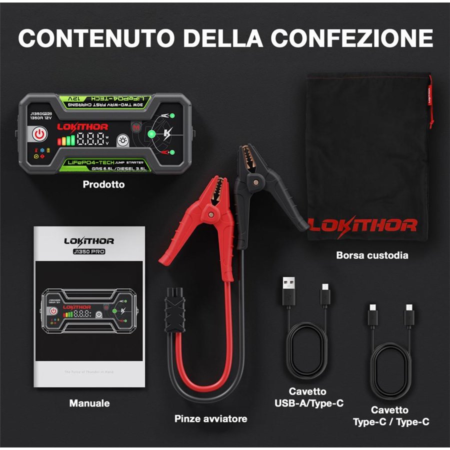 LOKITHOR AVVIATORE LITIO LiFePO4 12V 1350A