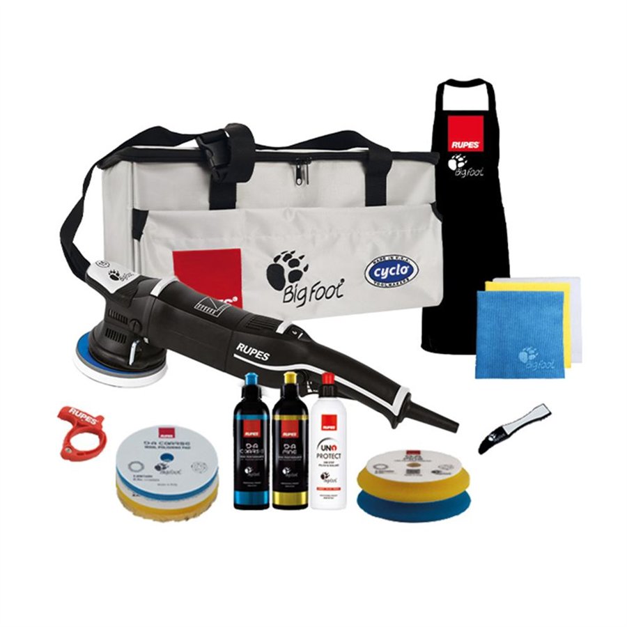 RUPES DA KIT-1 LHR15MARK III-2 TAMPONI SPUGNA-2 TAMPONI LANA -3 COMPOUND-3 PANNI MF-1 GREMBIULE-CLAW PAD-CABLE CLAMP-BORSONE