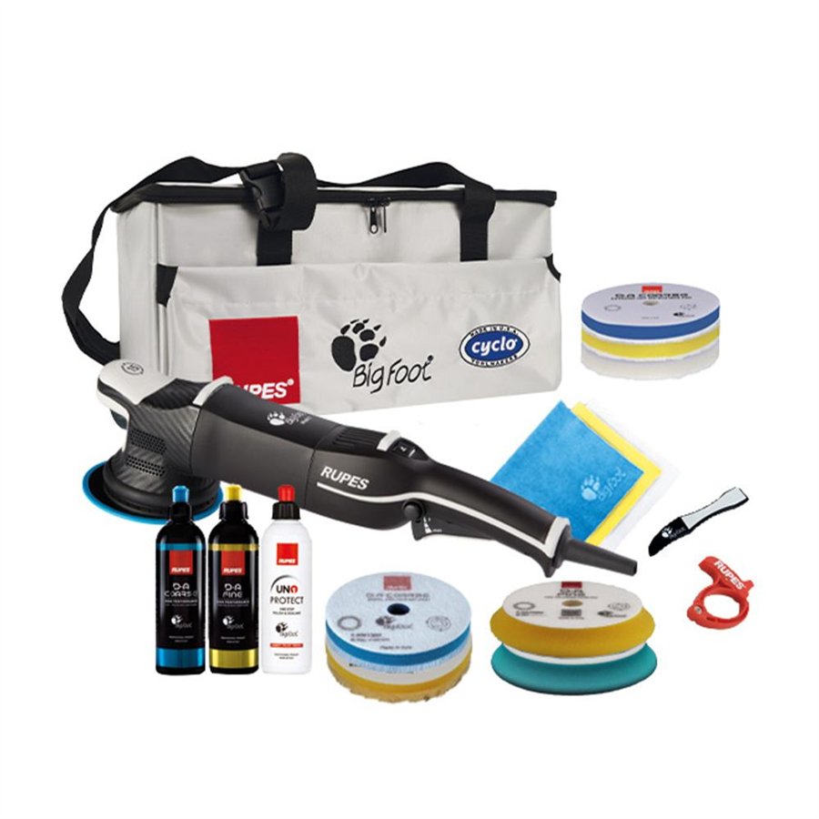 RUPES KIT LUX-LHR15 MARK V-2 POLISHING FOAM-2 WOOL PAD-2 FOAM PAD-3 MF PAD -3 COMPOUND-3 MF CLOTH-CLAW PAD-CABLE CLAMP -BF BAG