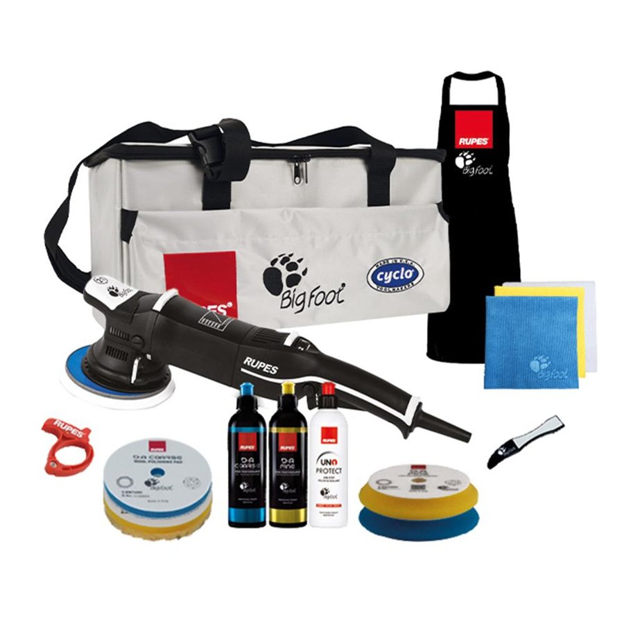 RUPES DA KIT-1 LHR21MARK III-2 TAMPONI SPUGNA-2 TAMPONI LANA -3 COMPOUND-3 PANNI MF-1 GREMBIULE-CLAW PAD-CABLE CLAMP-BORSONE 