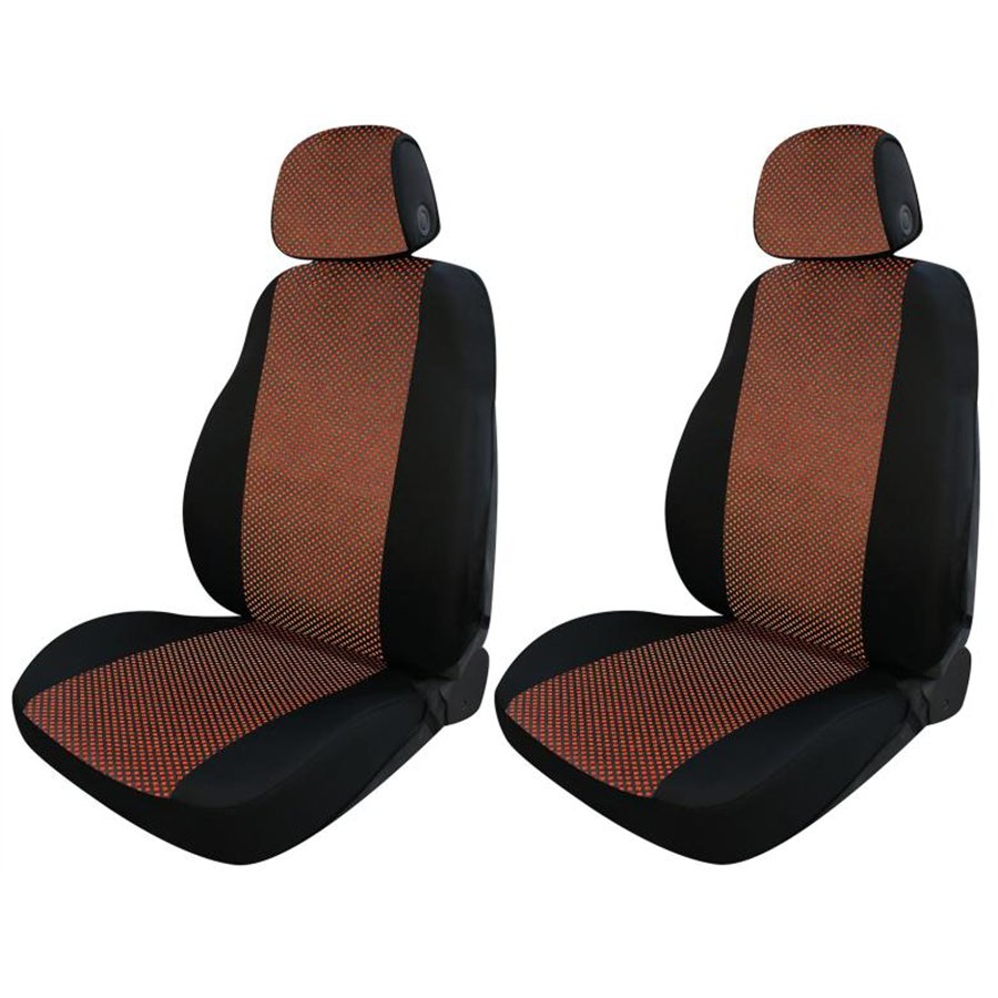Coprisedili anteriori Fast&Smart tg. media tess. misto cotone pois arancio/nero