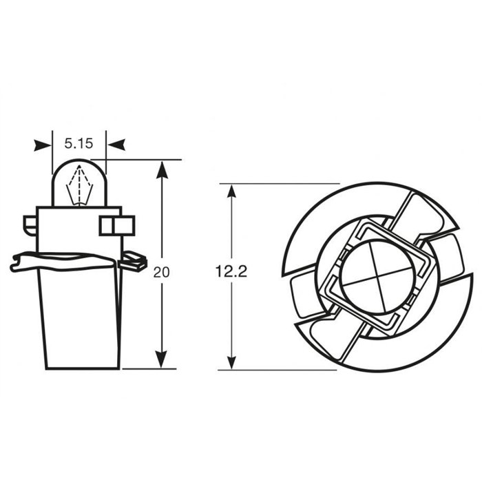 Lampadina 12V 1.2W zoccolo nero