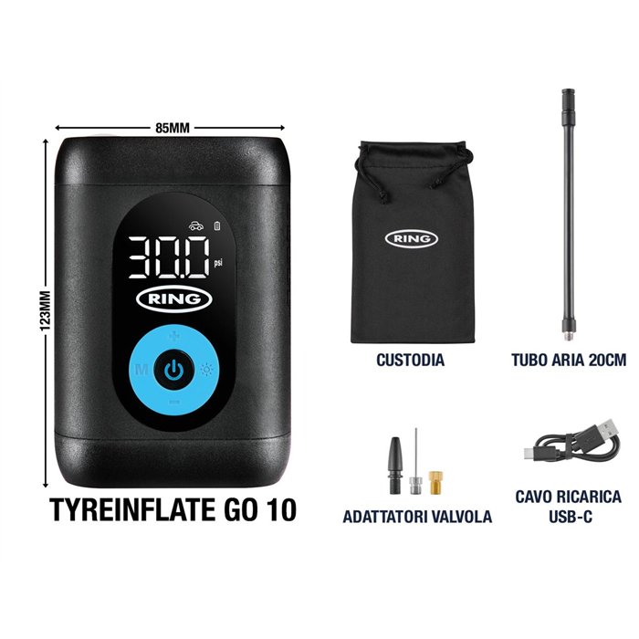 Gonfia pneumatici portatile ricaricabile Go 10