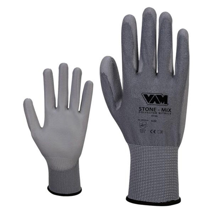 Coppia guanti Stone Mix spalmati in nitrile grigio taglia L