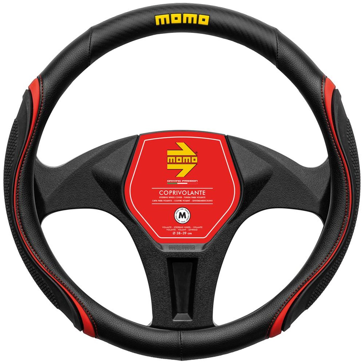 MOMO COPRIVOLANTE WAVE NERO-ROSSO-CARBON M