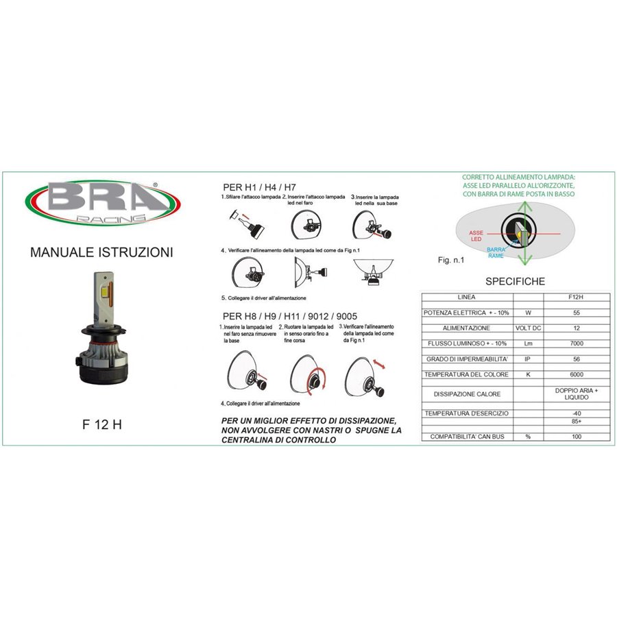 Lampadine led F12H H8/H9/H11 12V 55W
