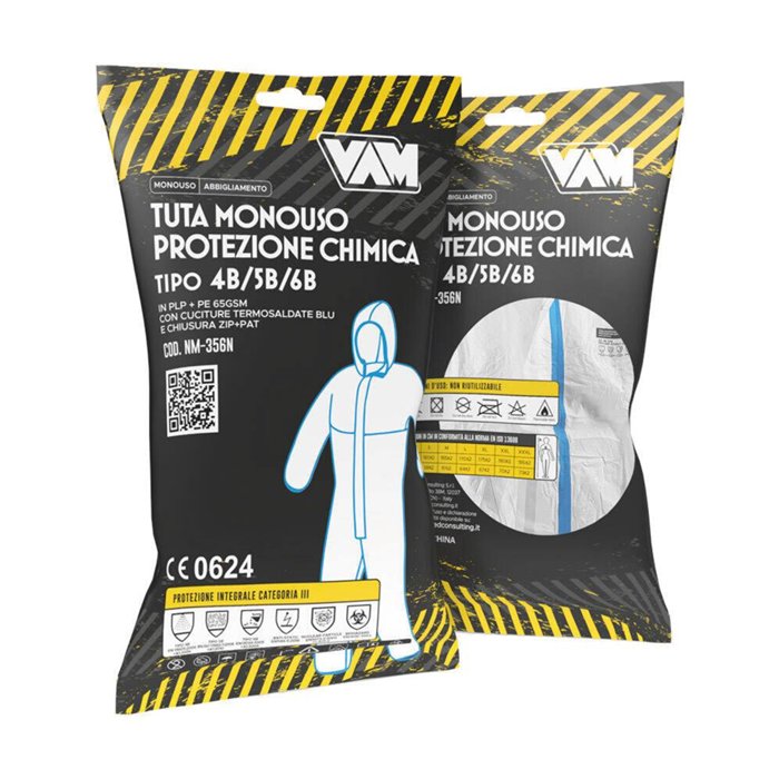 TUTA PROTEZIONE CHIMICA 5B-6B IN PLP+PE 65 GSM 2XL