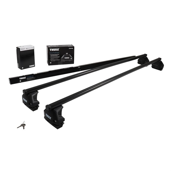 Thule SquareBar Evo - Sistema di portaggio completo e universale con barre rialzate in acciaio rivestito