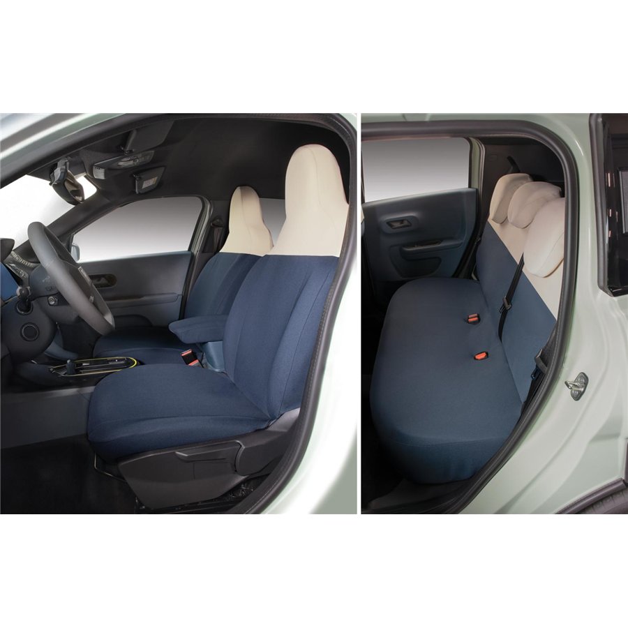 Serie completa coprisedili personalizzati Fiat Grande Panda 25˃ 5 posti post. intero tess. misto cotone blu navy/crema