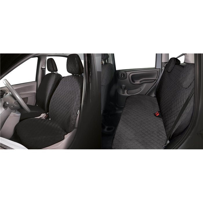Serie completa coprisedili personalizzati Fiat Panda II 03˃ 4 posti post. intero tess. cotone trapuntato antracite