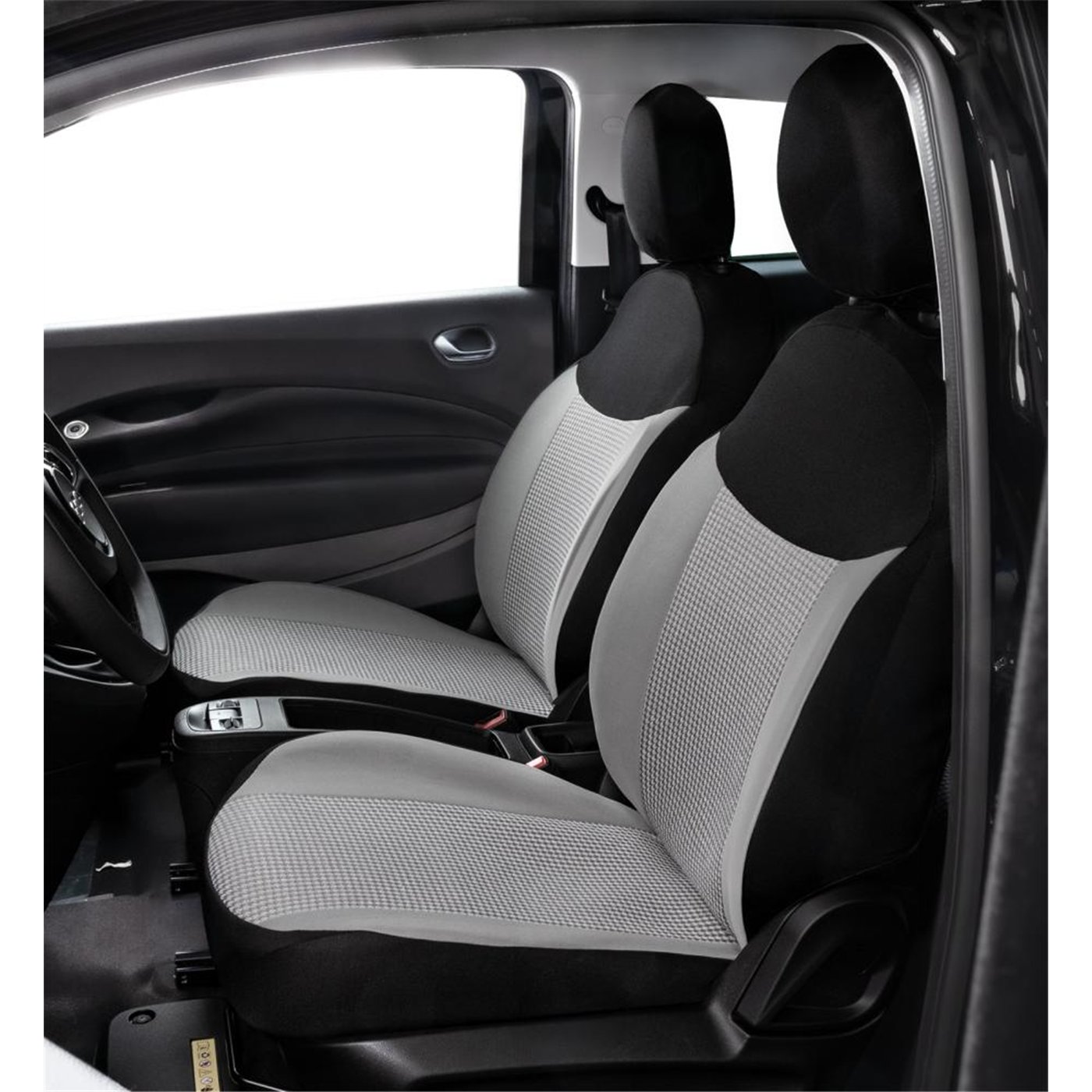 Coprisedili anteriori personalizzati Fiat 500 Hybrid 26˃ e 500 Elettrica 20˃  tess. misto cotone nero/grigio/pied de poule