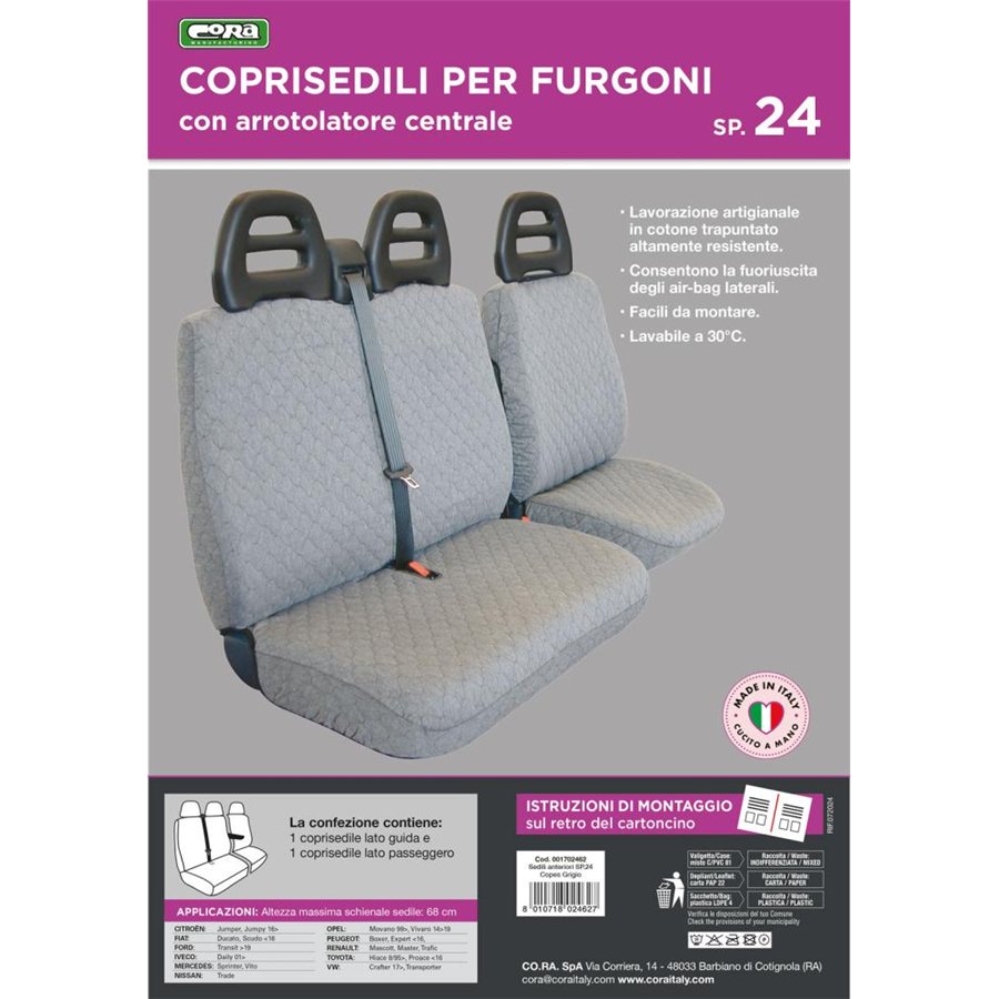 Coprisedili per furgoni tg. SP24 tess. cotone trapuntato grigio