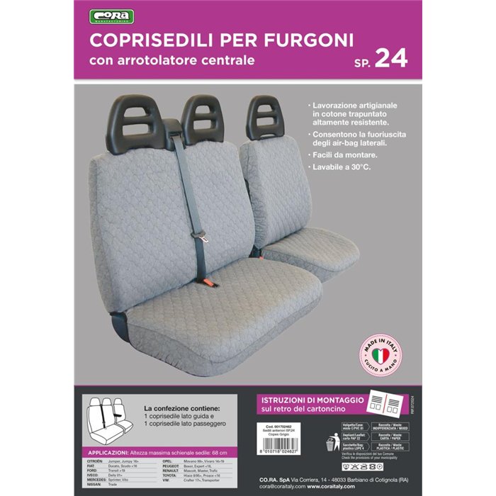 Coprisedili per furgoni tg. SP24 tess. cotone trapuntato grigio