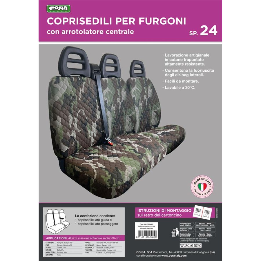 Coprisedili per furgoni tg. SP24 tess. poliestere trapuntato mimetic