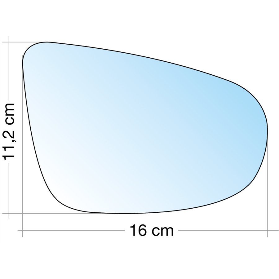 SPECCHIO C/PIASTRA DX CROM. CURVO VW GOLF VI 08˃, TOURAN 10˃