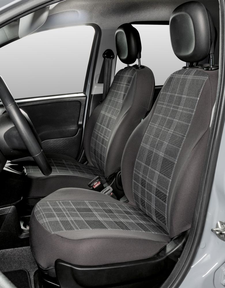 Coprisedili Anteriori Personalizzati Fiat Panda 12> Tess. Misto Cotone Scozzese Grigio/piombo